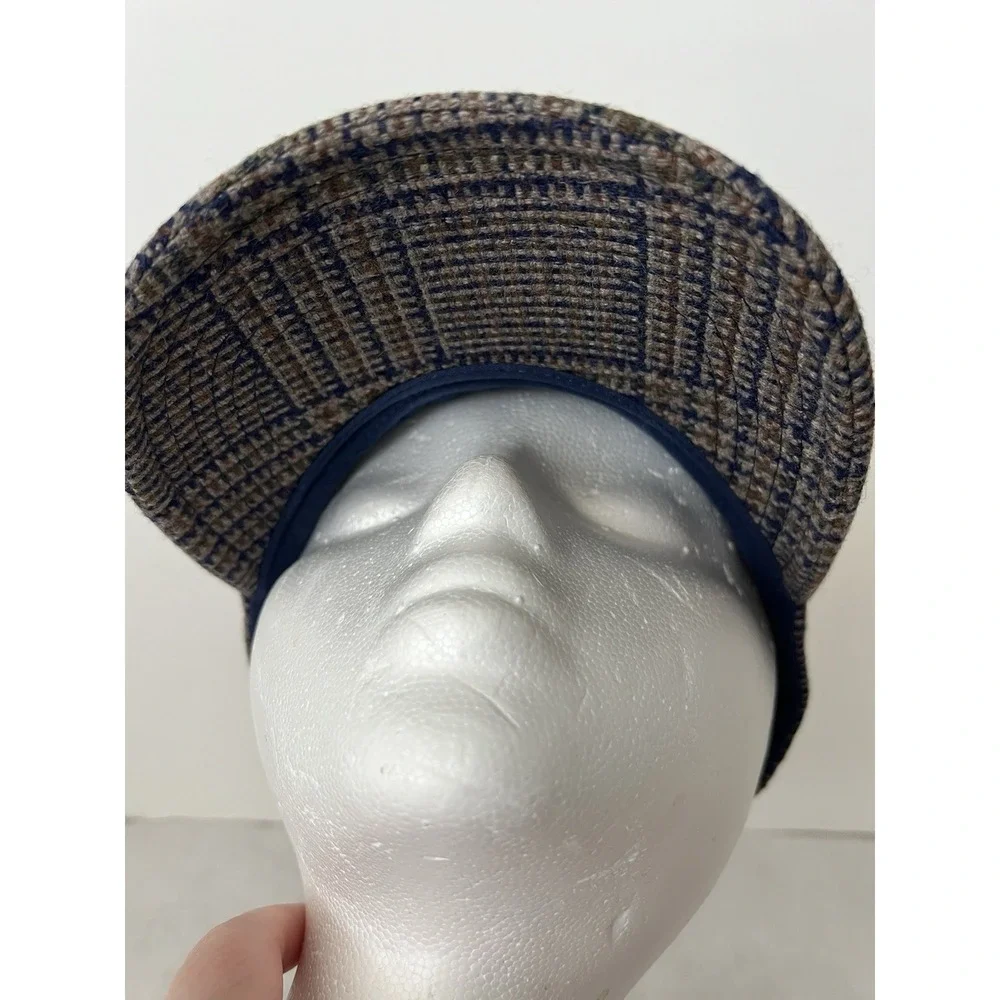 NEW Madewell Plaid TWEED knit Baseball Cap Wool Blend Brown Ralph Lauren Style